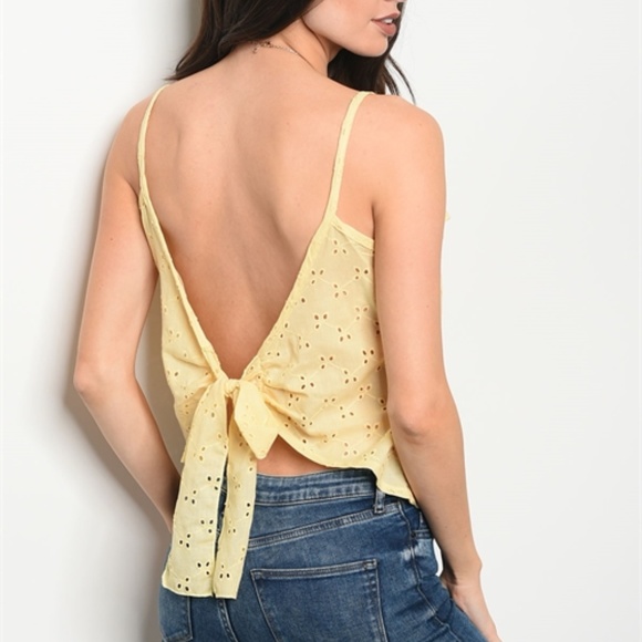 Cheeky Tops - Cheeky Yellow Eyelet Top